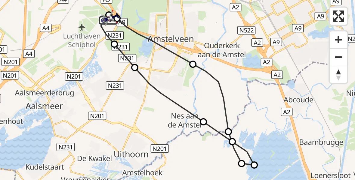 Vluchtroute Politiehelikopter Amsterdam Vliegveld Schiphol - Amsterdam Vliegveld Schiphol, 22 september 2026, 12:07