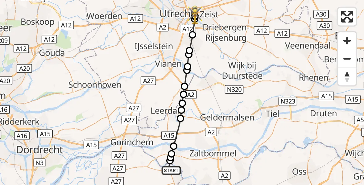 Vluchtroute Traumahelikopter Veen - Universitair Medisch Centrum Utrecht, 22 september 2026, 16:23
