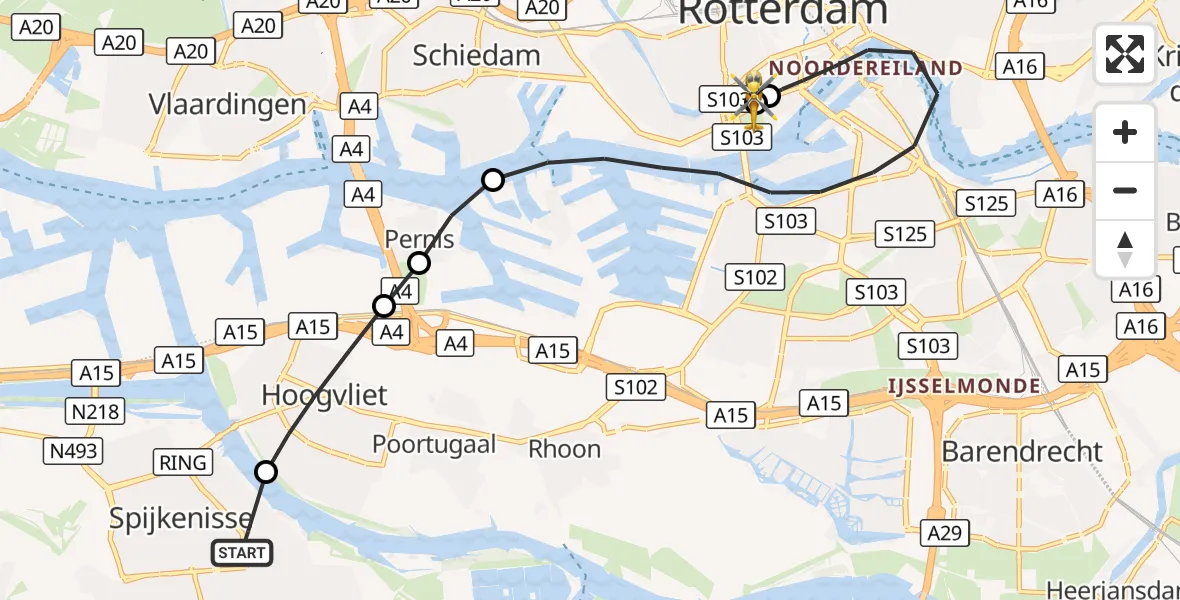 Vluchtroute Traumahelikopter Spijkenisse - Erasmus MC, 22 september 2026, 17:17