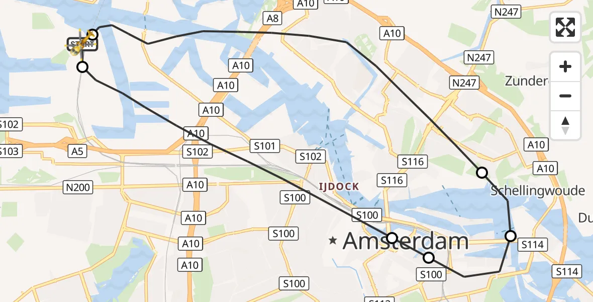 Vluchtroute Traumahelikopter Amsterdam Heliport - Amsterdam Heliport, 22 september 2026, 17:24