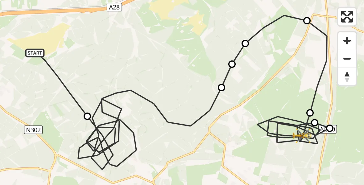 Vluchtroute Ambulancehelikopter Harderwijk - Elspeet, 22 september 2026, 18:33