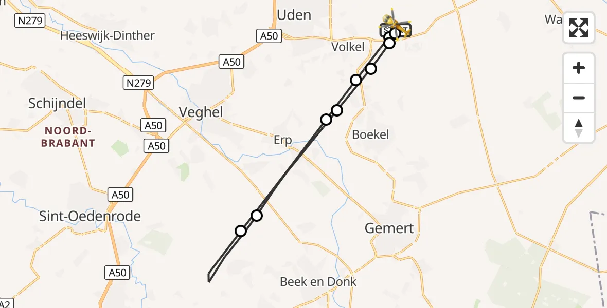 Vluchtroute Traumahelikopter Vliegbasis Volkel - Vliegbasis Volkel, 23 september 2026, 10:57