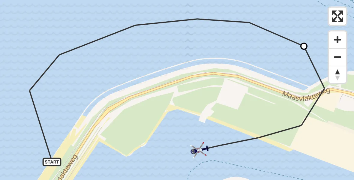 Vluchtroute Politiehelikopter Noordzee - Maasvlakte Rotterdam, 23 september 2026, 11:18