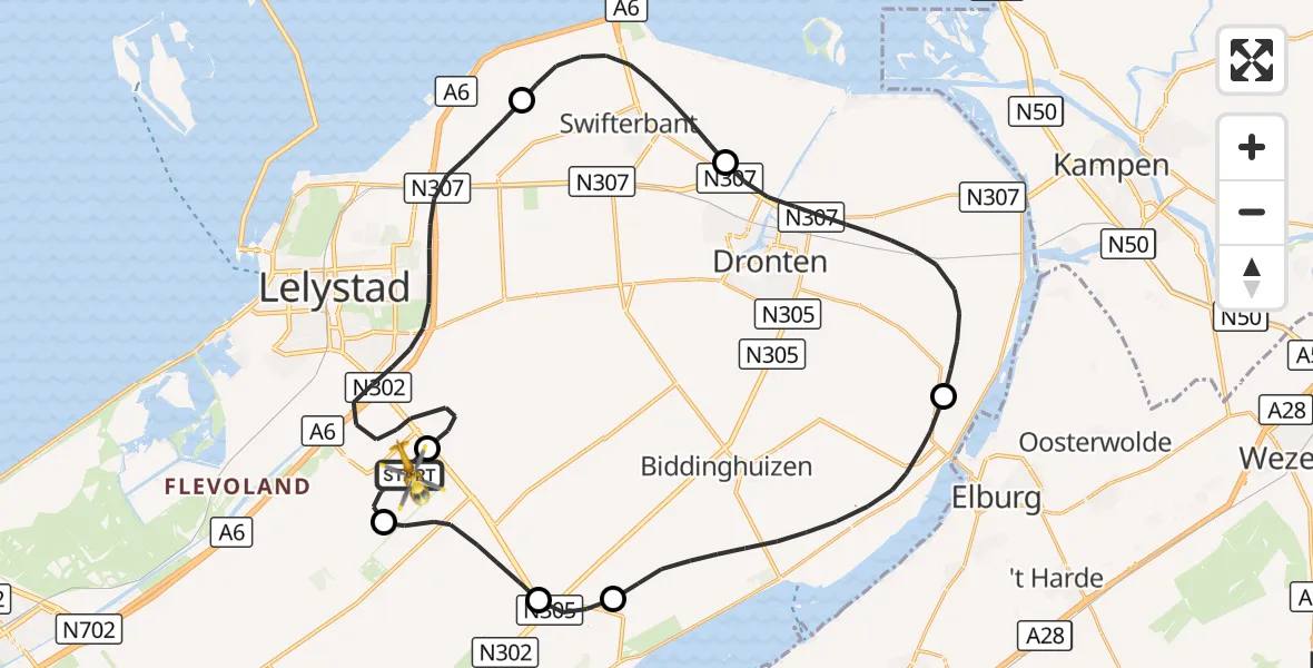Vluchtroute Traumahelikopter Lelystad Airport - Lelystad Airport, 23 september 2026, 12:22