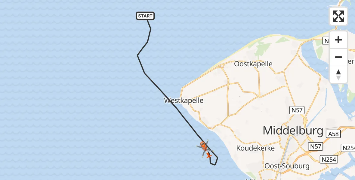 Vluchtroute Kustwachthelikopter Noordzee - Noordzee, 23 september 2026, 13:20