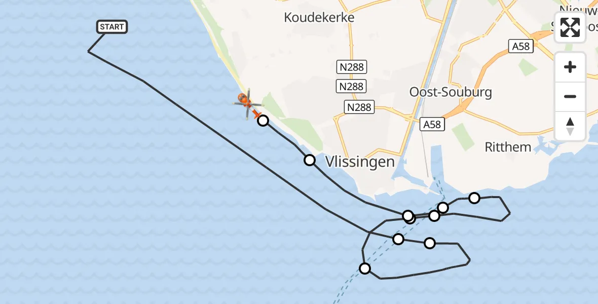 Vluchtroute Kustwachthelikopter Noordzee - Noordzee, 23 september 2026, 13:29