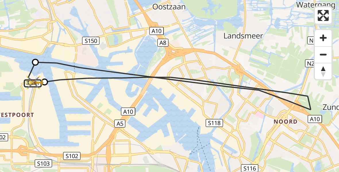 Vluchtroute Traumahelikopter Amsterdam Heliport - Amsterdam Heliport, 23 september 2026, 15:30