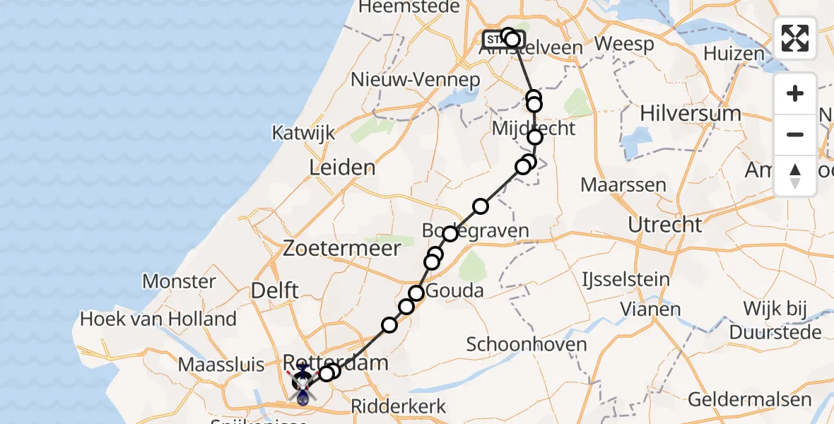 Vluchtroute Politiehelikopter Amsterdam Vliegveld Schiphol - Rotterdam, 24 september 2026, 05:38