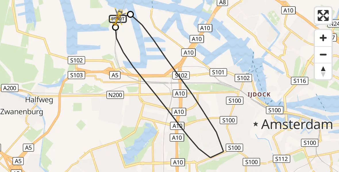 Vluchtroute Traumahelikopter Amsterdam Heliport - Amsterdam Heliport, 24 september 2026, 10:52