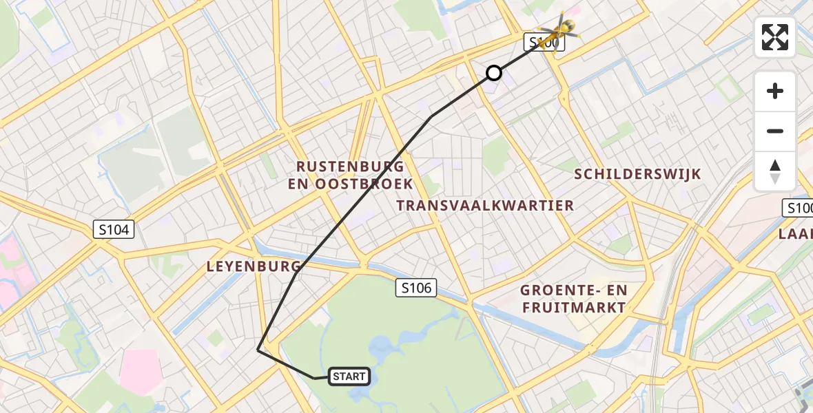 Vluchtroute Traumahelikopter 's-Gravenhage - HMC Westeinde Heliport, 24 september 2026, 11:56