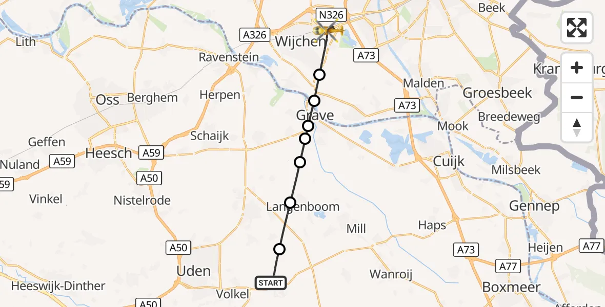 Vluchtroute Traumahelikopter Vliegbasis Volkel - Wijchen, 24 september 2026, 13:21