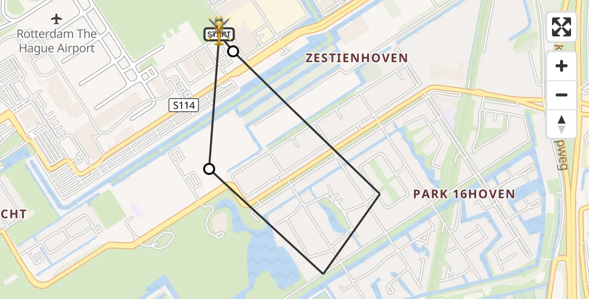 Vluchtroute Traumahelikopter Rotterdam The Hague Airport - Rotterdam The Hague Airport, 24 september 2026, 14:11