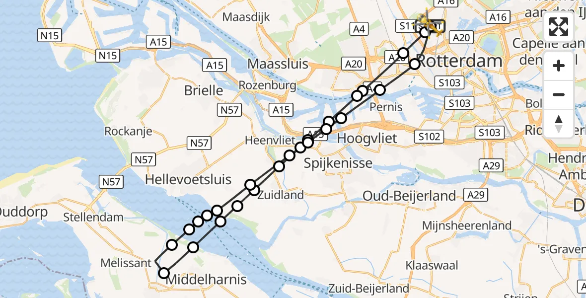 Vluchtroute Traumahelikopter Rotterdam The Hague Airport - Rotterdam The Hague Airport, 24 september 2026, 15:33