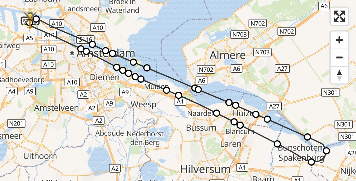 Vluchtroute Traumahelikopter Amsterdam Heliport - Amsterdam Heliport, 24 september 2026, 15:54
