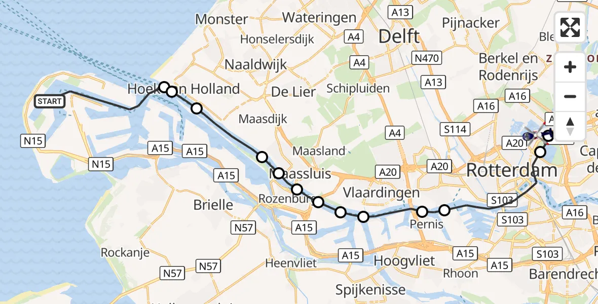 Vluchtroute Politiehelikopter Maasvlakte Rotterdam - Rotterdam, 24 september 2026, 16:59
