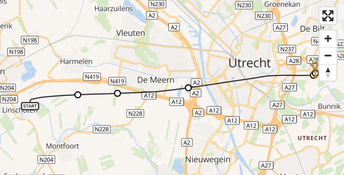 Vluchtroute Traumahelikopter Linschoten - Universitair Medisch Centrum Utrecht, 24 september 2026, 17:02