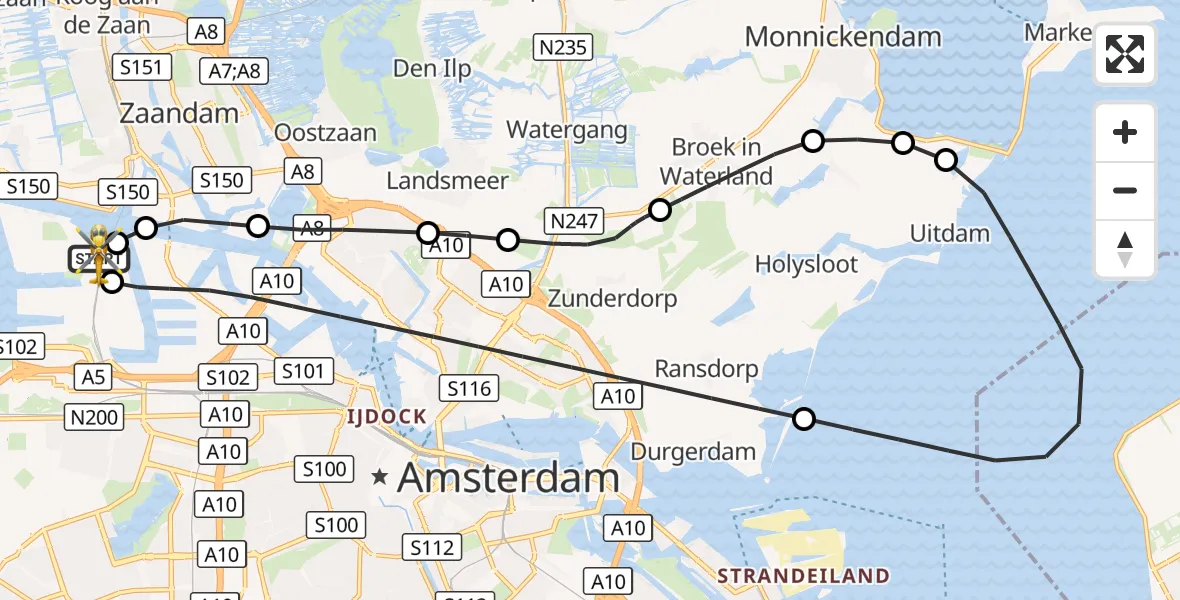 Vluchtroute Traumahelikopter Amsterdam Heliport - Amsterdam Heliport, 25 september 2026, 06:24