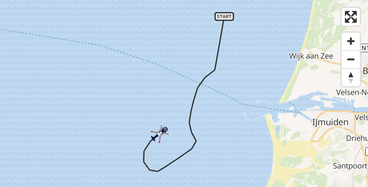 Vluchtroute Politiehelikopter Noordzee - Noordzee, 25 september 2026, 08:27