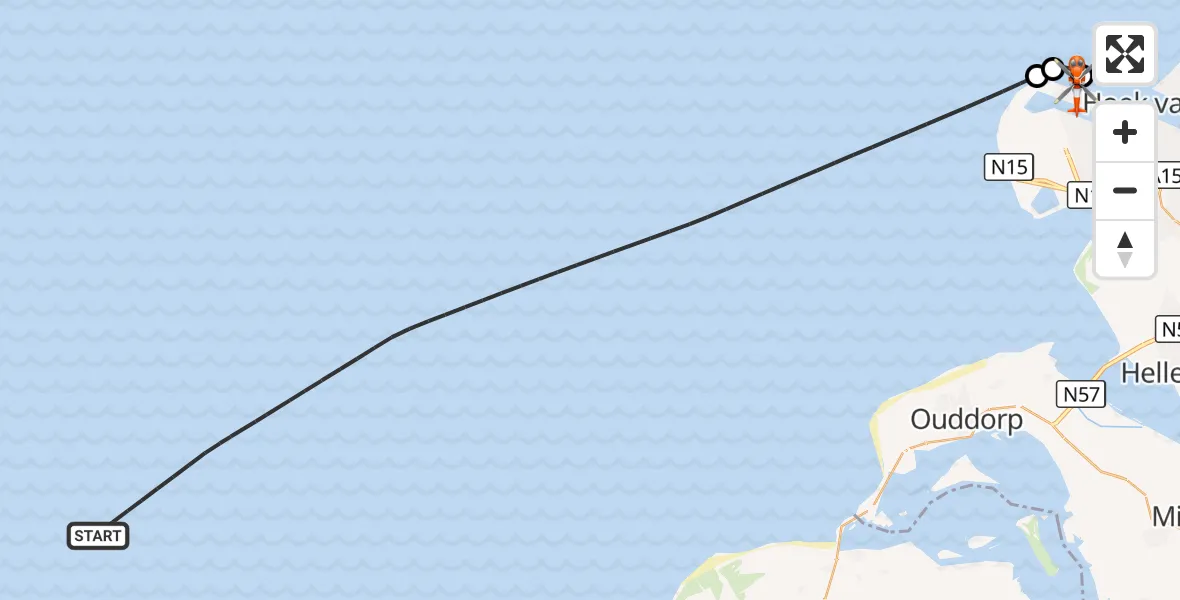 Vluchtroute Kustwachthelikopter Noordzee - Maasvlakte Rotterdam, 25 september 2026, 08:33