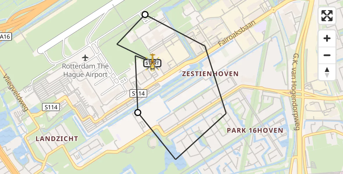 Vluchtroute Traumahelikopter Rotterdam The Hague Airport - Rotterdam The Hague Airport, 25 september 2026, 09:57