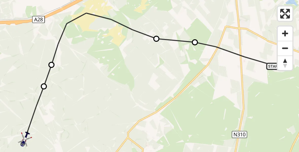 Vluchtroute Politiehelikopter Vierhouten - Ermelo, 25 september 2026, 14:56
