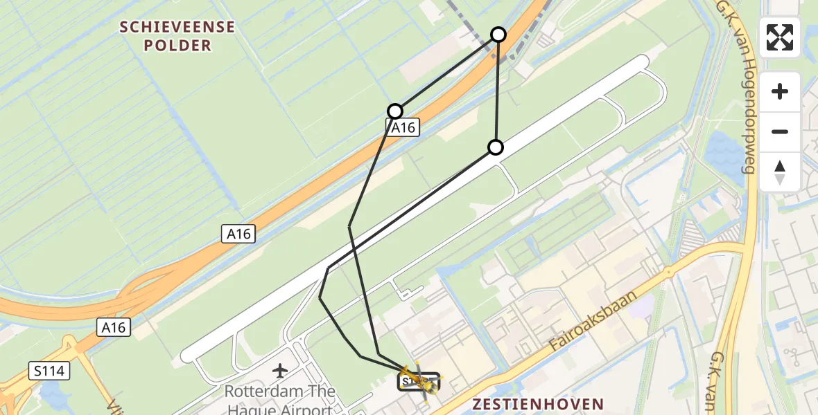 Vluchtroute Traumahelikopter Rotterdam The Hague Airport - Rotterdam The Hague Airport, 25 september 2026, 18:22