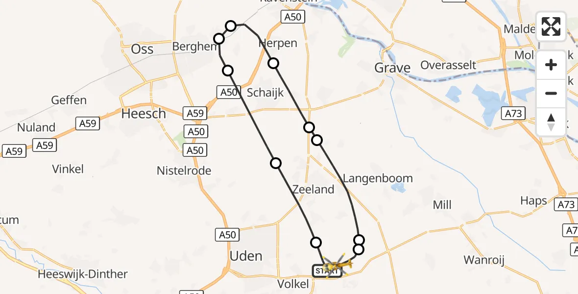 Vluchtroute Traumahelikopter Vliegbasis Volkel - Vliegbasis Volkel, 25 september 2026, 18:25
