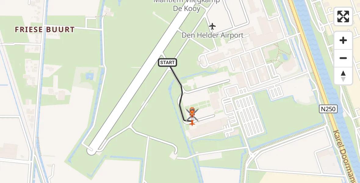 Vluchtroute Kustwachthelikopter Militair vliegveld De Kooy / Den Helder Airport - Militair vliegveld De Kooy / Den Helder Airport, 25 september 2026, 19:06