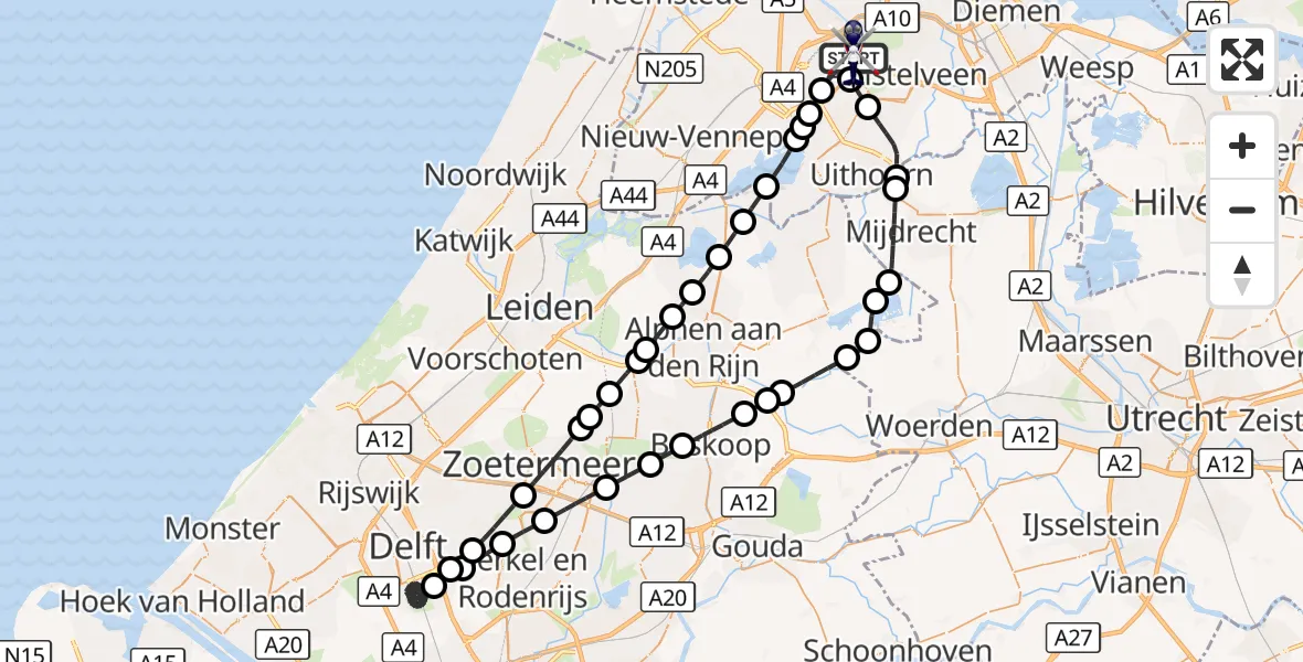 Vluchtroute Politiehelikopter Amsterdam Vliegveld Schiphol - Amsterdam Vliegveld Schiphol, 25 september 2026, 20:18