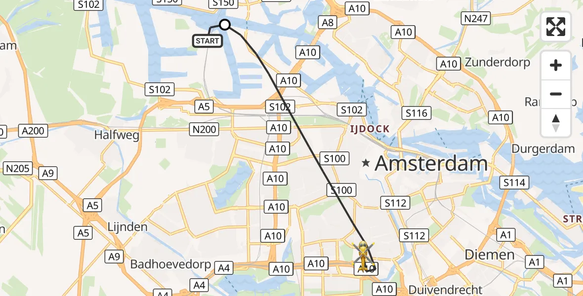 Vluchtroute Traumahelikopter Amsterdam Heliport - Amsterdam, 26 september 2026, 06:06