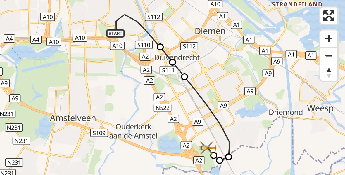 Vluchtroute Traumahelikopter Amsterdam - Amsterdam UMC Helipad, 26 september 2026, 06:38