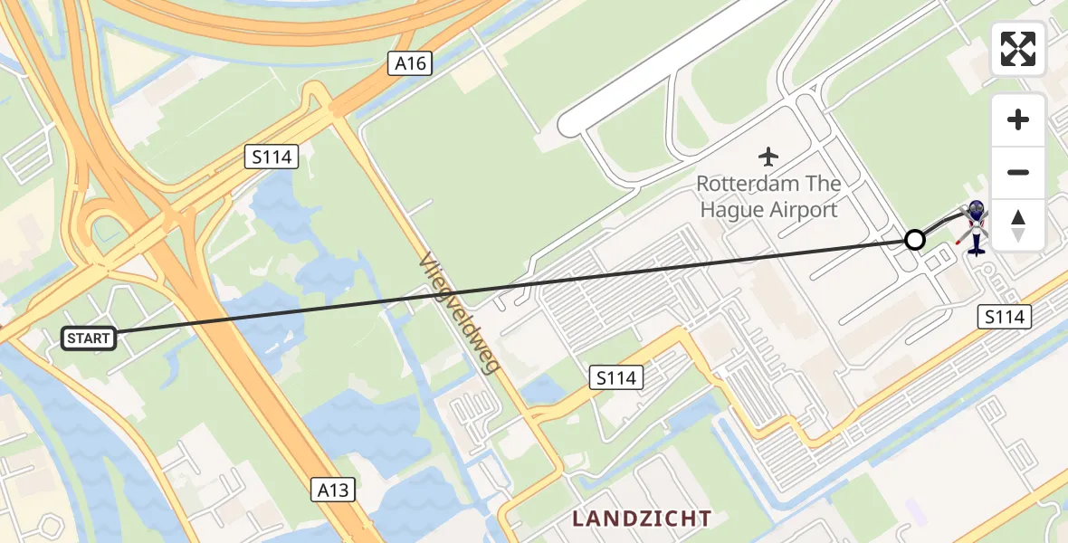 Vluchtroute Politiehelikopter Rotterdam - Rotterdam The Hague Airport, 26 september 2026, 09:07