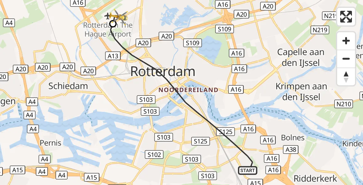 Vluchtroute Traumahelikopter Rotterdam - Rotterdam The Hague Airport, 26 september 2026, 09:19