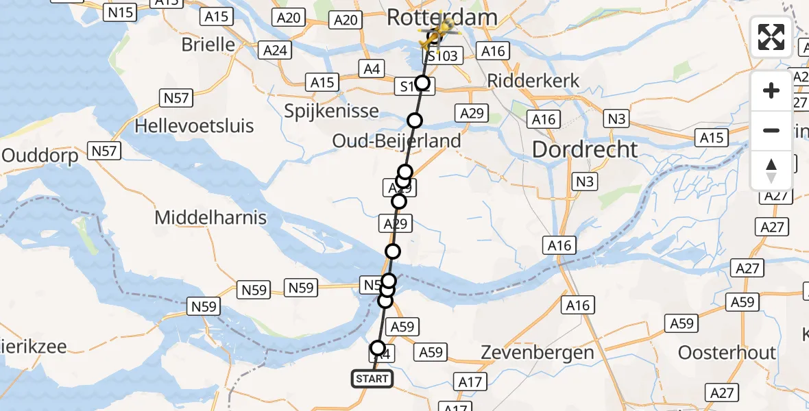 Vluchtroute Traumahelikopter Dinteloord - Erasmus MC, 26 september 2026, 12:54