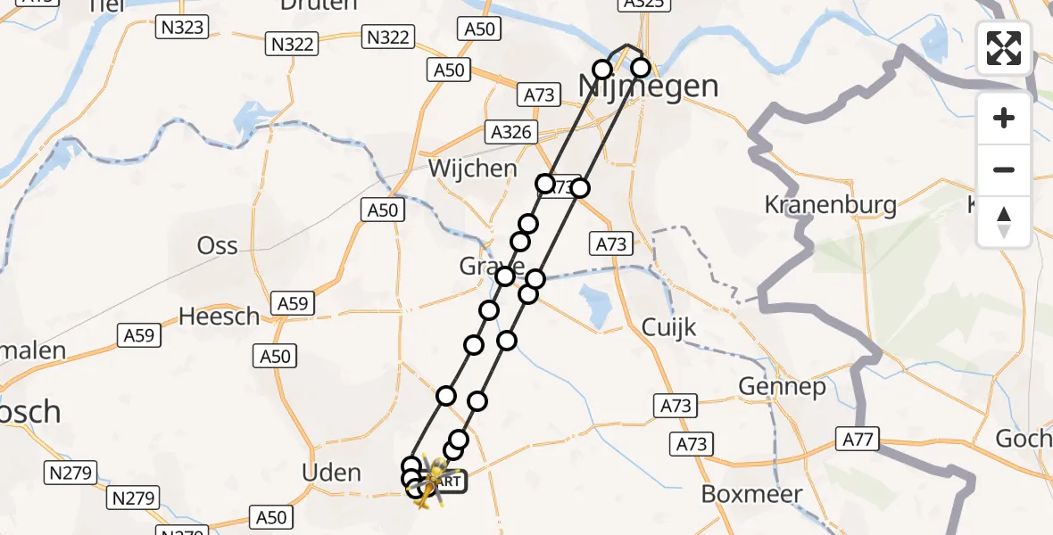 Vluchtroute Traumahelikopter Vliegbasis Volkel - Vliegbasis Volkel, 26 september 2026, 18:03