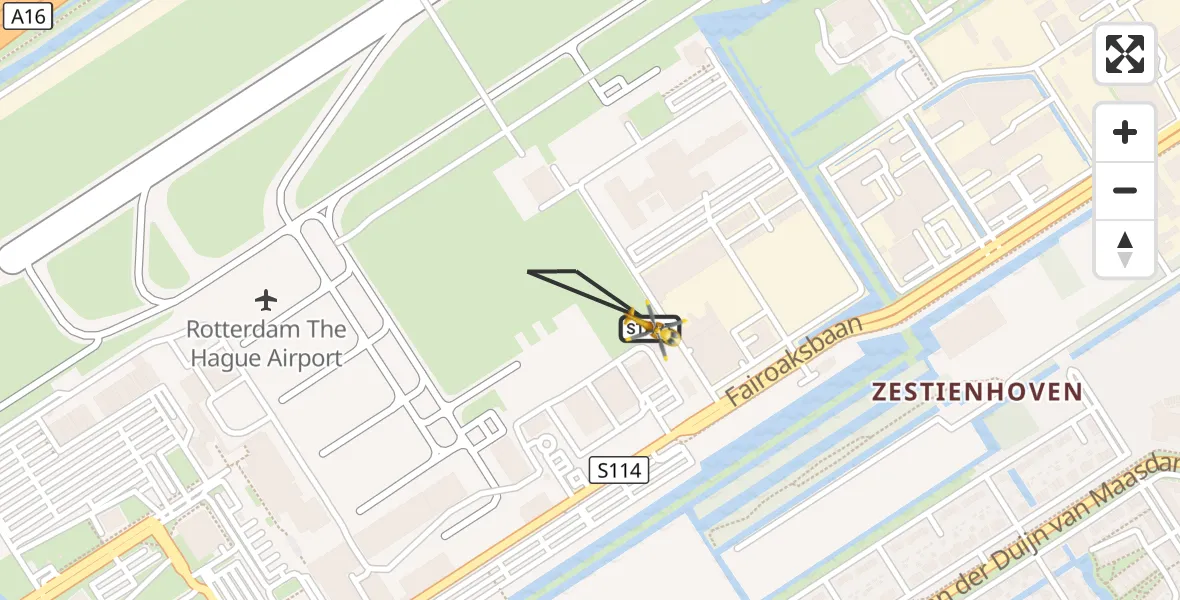 Vluchtroute Traumahelikopter Rotterdam The Hague Airport - Rotterdam The Hague Airport, 26 september 2026, 19:30