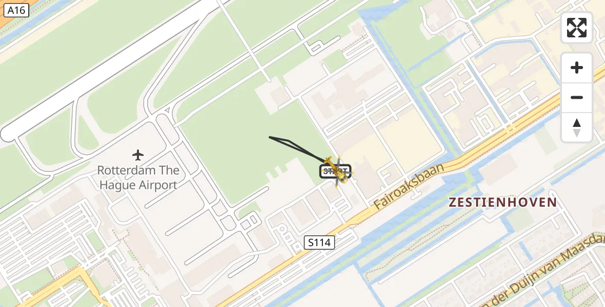 Vluchtroute Traumahelikopter Rotterdam The Hague Airport - Rotterdam The Hague Airport, 26 september 2026, 20:47