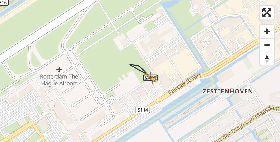 Vluchtroute Traumahelikopter Rotterdam The Hague Airport - Rotterdam The Hague Airport, 27 september 2026, 02:06
