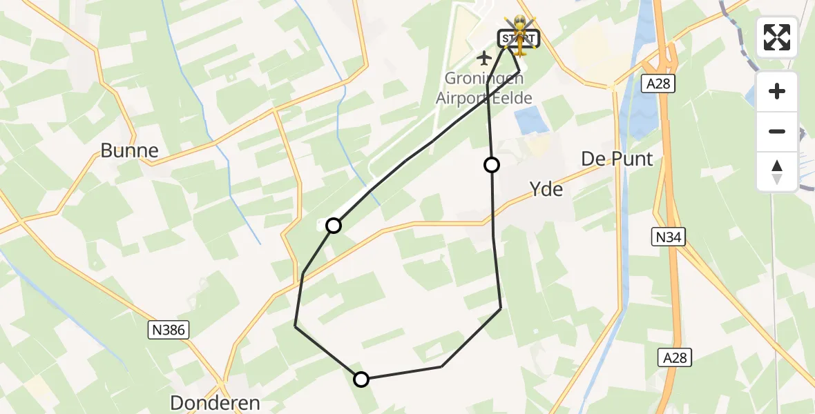 Vluchtroute Traumahelikopter Groningen Airport Eelde - Groningen Airport Eelde, 27 september 2026, 03:36