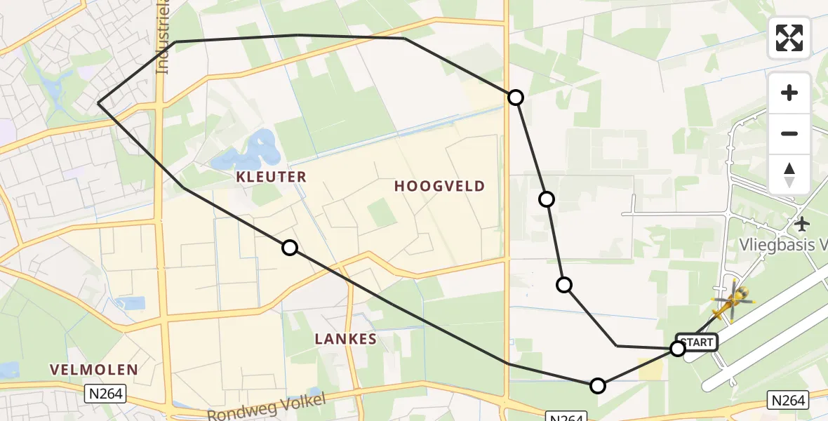 Vluchtroute Traumahelikopter Vliegbasis Volkel - Vliegbasis Volkel, 27 september 2026, 03:58