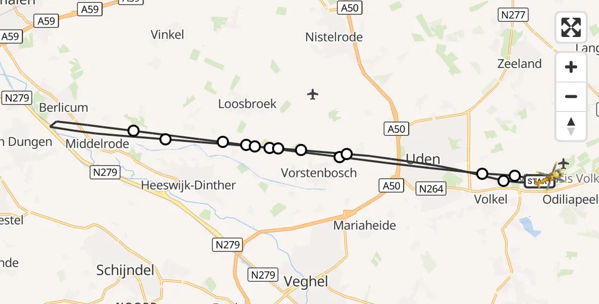Vluchtroute Traumahelikopter Vliegbasis Volkel - Vliegbasis Volkel, 27 september 2026, 10:34