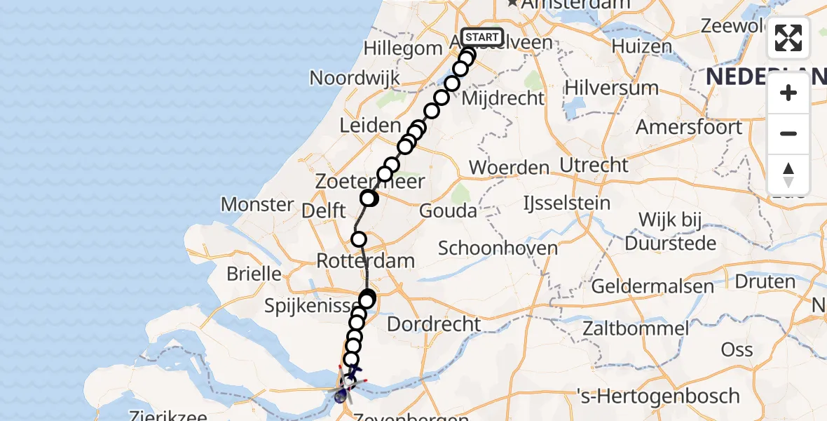 Vluchtroute Politiehelikopter Amsterdam Vliegveld Schiphol - Hollandsch Diep, 27 september 2026, 14:02