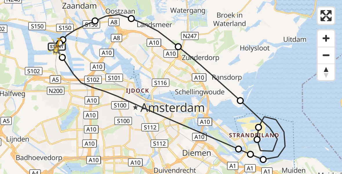 Vluchtroute Traumahelikopter Amsterdam Heliport - Amsterdam Heliport, 27 september 2026, 14:04