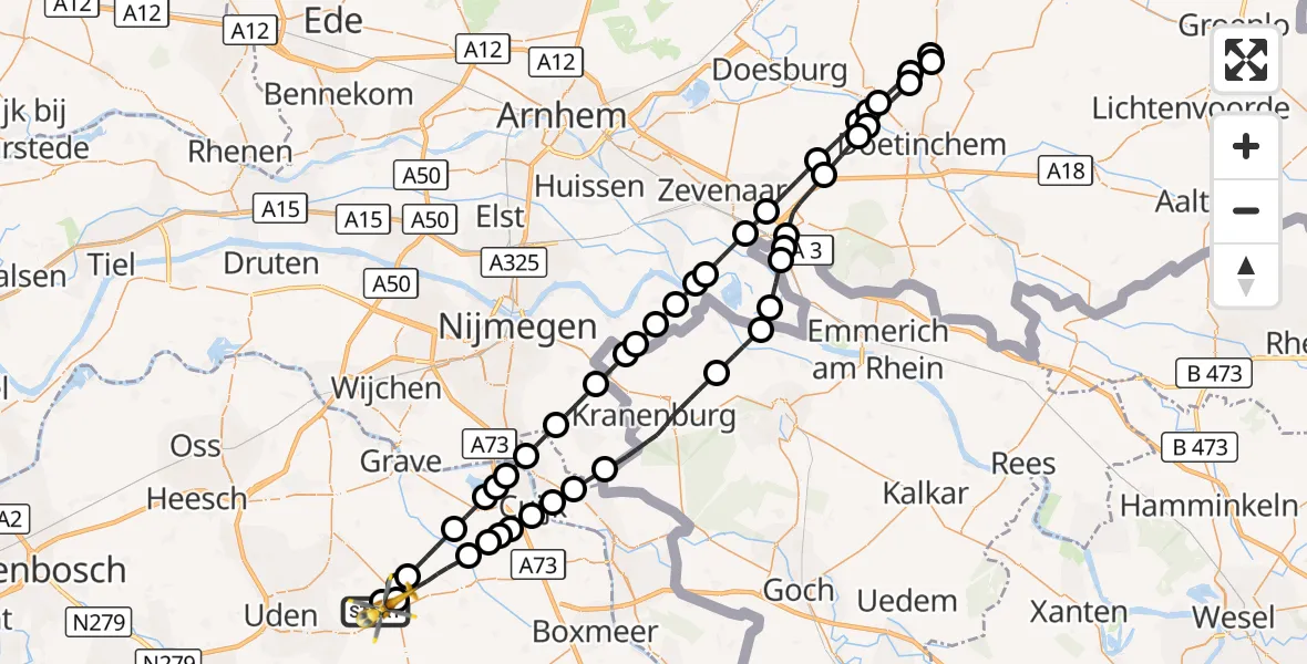 Vluchtroute Traumahelikopter Vliegbasis Volkel - Vliegbasis Volkel, 27 september 2026, 15:24
