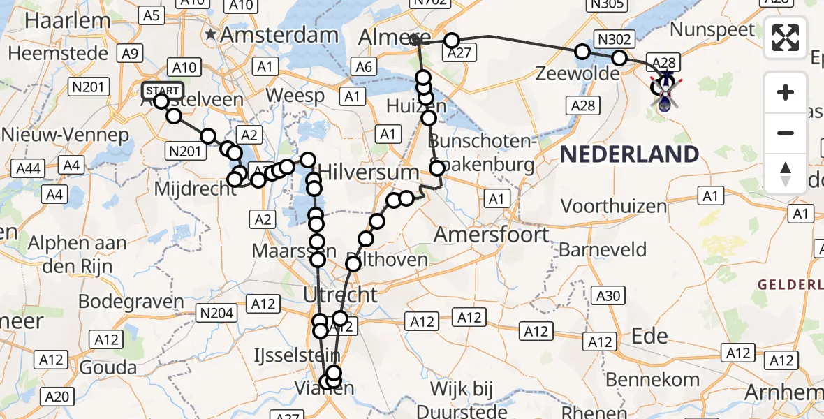 Vluchtroute Politiehelikopter Amsterdam Vliegveld Schiphol - Ermelo, 27 september 2026, 17:53