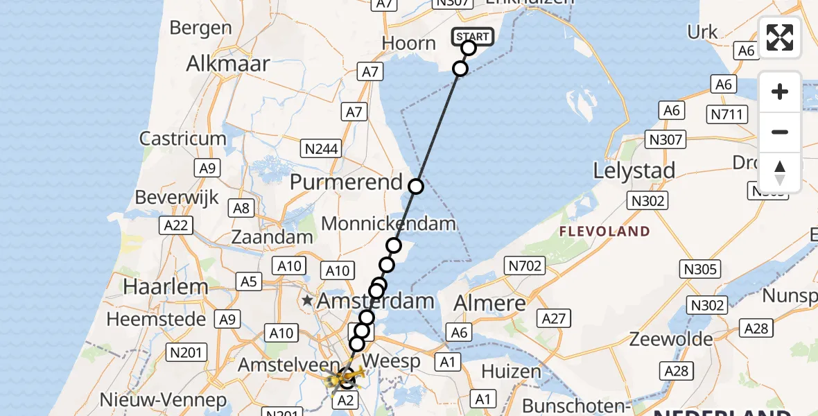 Vluchtroute Traumahelikopter Hem - Amsterdam UMC Helipad, 27 september 2026, 18:23