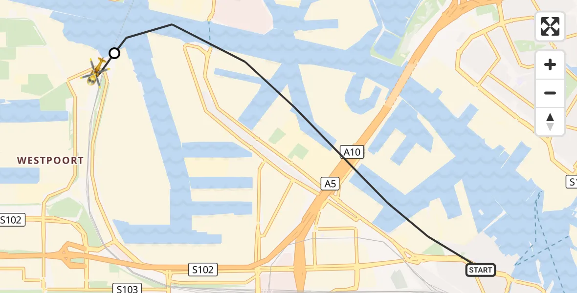 Vluchtroute Traumahelikopter Amsterdam - Amsterdam Heliport, 28 september 2026, 10:55