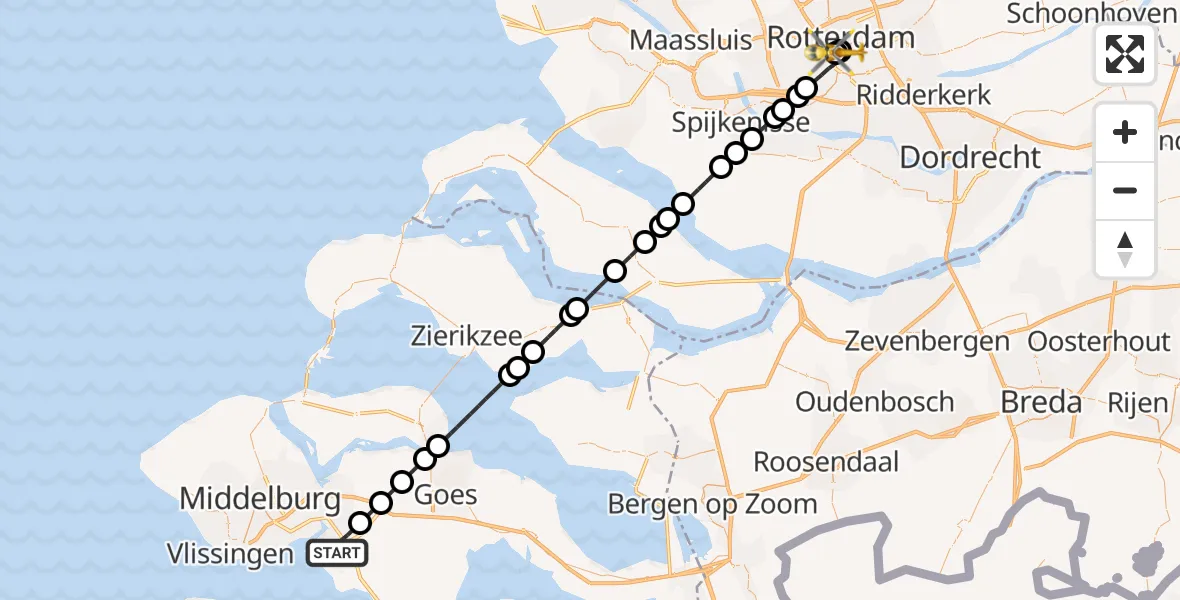 Vluchtroute Traumahelikopter Nieuwdorp - Erasmus MC, 28 september 2026, 11:31