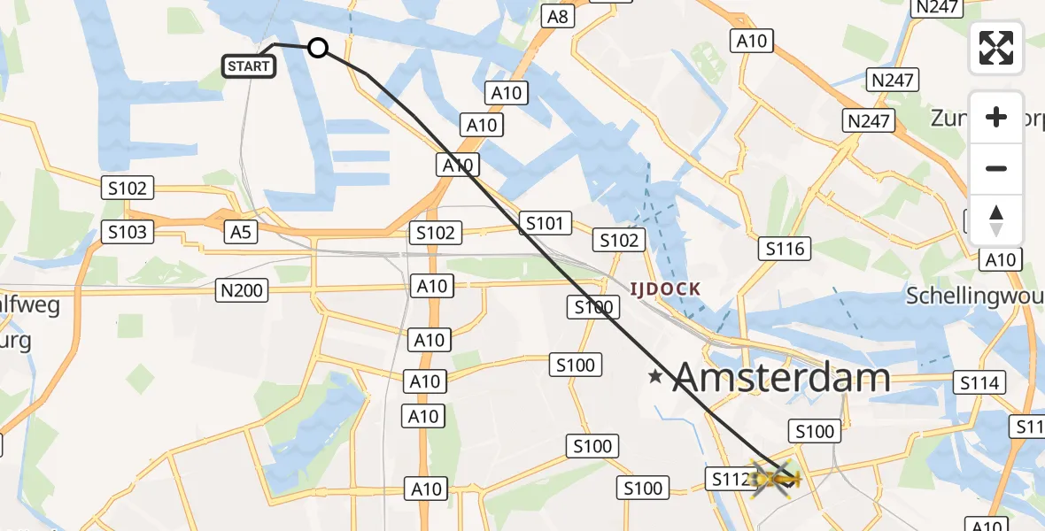 Vluchtroute Traumahelikopter Amsterdam Heliport - Amsterdam, 28 september 2026, 11:48