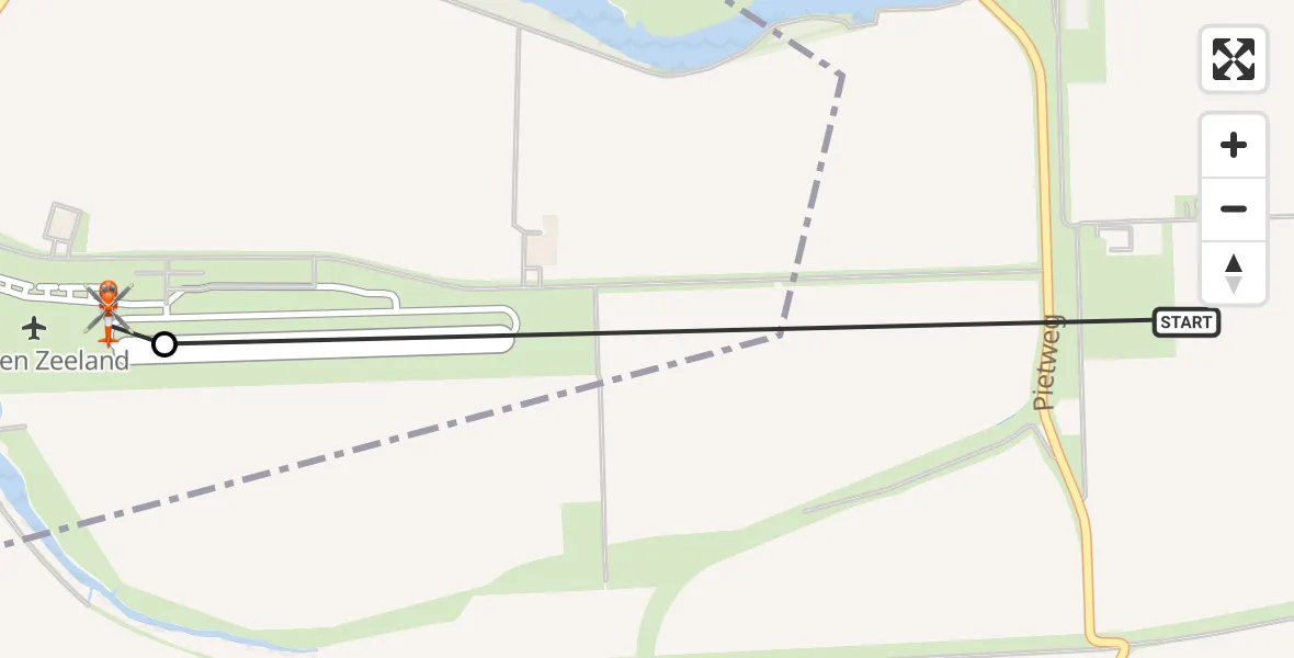 Vluchtroute Kustwachthelikopter 's-Heer Arendskerke - Vliegveld Midden-Zeeland, 28 september 2026, 13:18